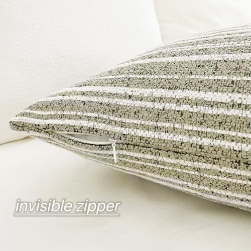 Slow Cow Boho Chenille Textured Woven Stripe Throw Pillow Covers 18x18 Decorative Cushion Cover Striped Square Pillow Cover Pillow Case - color: Beige, size: 18" x 18" (Pack of 1)
