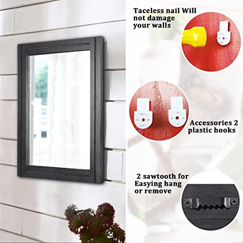 AAZZKANG Black Mirrors for Wall Rectangle Wood Framed Decorative Wall Hanging Mirror for Bedroom Living Room Bathroom Home Entryway - color: Black, size: 16"L x 12"W