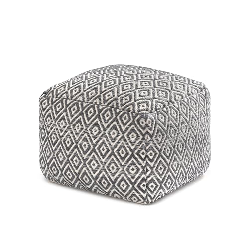 Anji Mountain Pouf Ottoman Foot Rest, Handmade Ottoman Pouf, Comfortable Foot Stool, Decorative Floor Seating for Living Room Decor, Bedroom & Home Décor Accent - Charcoal - color: Charcoal