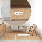 HOMEMONDE Handcrafted Woven Jute Runner Rug 2x8 ft - Rustic Natural Braided Area Rug - Farmhouse Indoor Eco Friendly Floor Rug for Kitchen, Hallway, Living Room, Bedroom - size: 2' x 8' (Rectangular)