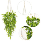 Mkono Fake Hanging Plant with Pot, Artificial Plants for Home Spring Decor Indoor Macrame Plant Hanger with Fake Vines Faux Hanging Planter Greenery for Bedroom Bathroom Office Decoration