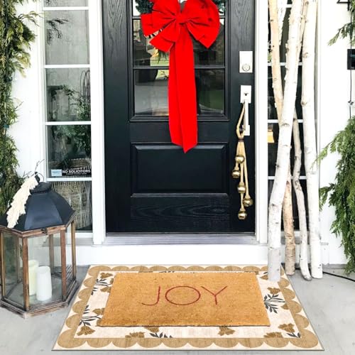Front Door Mat Outside Entrance - 2x3 Spring Floral Non-Slip Washable Doormat Indoor Outdoor Door Mat Beige Vintage Farmhouse Entry Rug Small Throw Rugs for Entryway Kitchen Front Porch Decor - color: Flower - Beige, size: 2' x 3' (Rectangular)