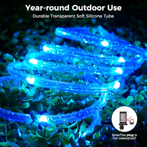 Minetom Color Changing Rope Lights Outdoor, 33FT 100 LED String Lights with Plug & Remote, Waterproof Christmas Light Outdoor Decoration, Twinkle LED Rope Light for Outside Indoor Bedroom,16 Colors - size: 33 FT Not Connectable