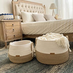R RUNKA Small Basket for Stuffed Animal,Clothes ,Baby Blankets -11.8"x9.8"- Boho Baskets for Living Room,Bedroom,Nursery |Cotton Rope Baskets, Cube Basket, Under Shelf Basket | Baskets for Home Decor - size: Medium (11.8" x11.8" x9.8")