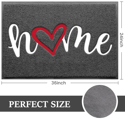 Door Mat, Welcome Mat Low Profile Floor Mat Front Doormat Indoor and Outdoor Doormat Non Slip Rugs for Entryway, Patio, High Traffic Areas (36"x24", Grey-Home) - color: Grey-home, size: 2' x 3' (Rectangular)