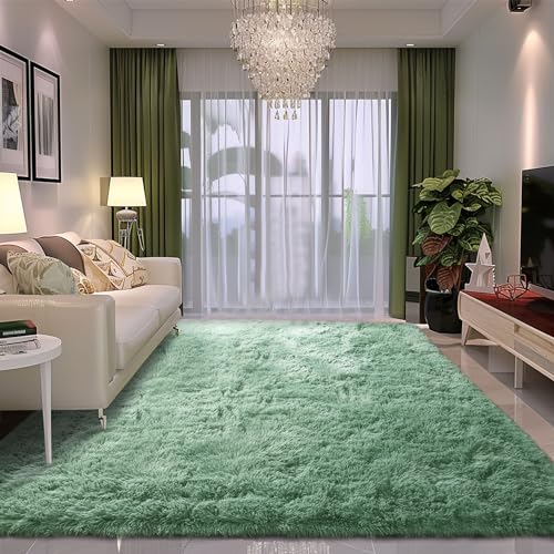 Awaytail Sage Green Area Rugs 9x12 Living Room - Super Soft Fluffy Rug Non Slip Large 9 by 12 Area Rug for Bedroom Washable - color: Sage, size: 9' x 12' (Rectangular)