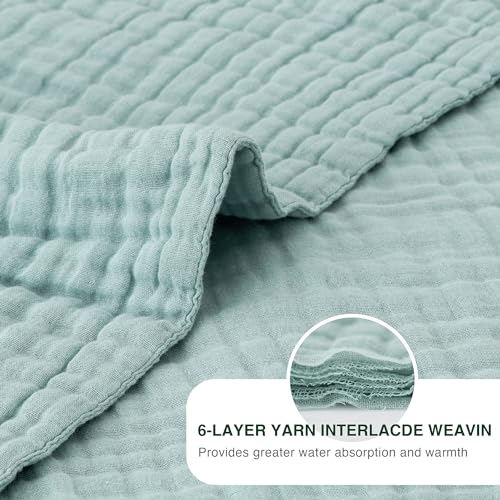 Love's cabin 100% Cotton Muslin Blanket, 6 Layer Lightweight Breathable Gauze King Size Blanket 108 x 90 Inches, Soft Summer Blanket for Bed, Cyan - color: Cyan, size: King(108"x90")