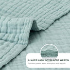 Love's cabin 100% Cotton Muslin Blanket, 6 Layer Lightweight Breathable Gauze King Size Blanket 108 x 90 Inches, Soft Summer Blanket for Bed, Cyan - color: Cyan, size: King(108"x90")