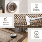 RUGSREAL Runner Rug 2x8 Machine Washable Hallway Runner Rug Entryway Long Runner Carpet Braided Printed Throw Mat Non Slip Kitchen Mat Living Room Rustic Carpet for Bedroom Dining Room, Brown - color: Brown, size: 2' x 8' (Runner)
