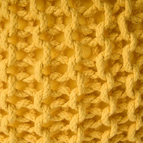 Nahunta Knitted Round Pouf - Cotton - Yellow - color: Yellow