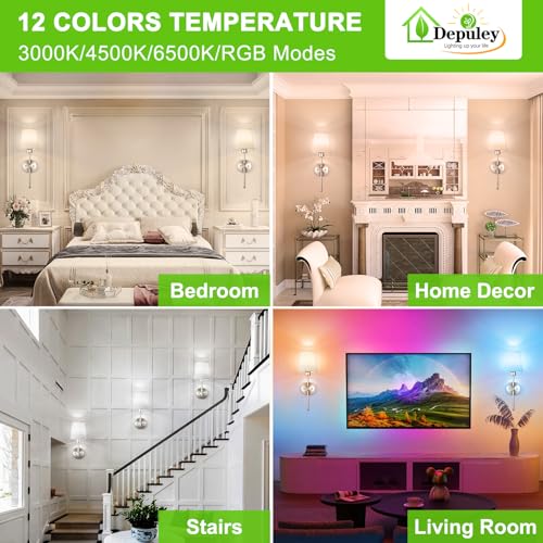 Depuley Battery Operated Wall Sconce: Set of 2 Wireless Wall Lights with Remote for Bedroom - Rechargeable 15 Colors 19.9" Wall Lamp for Living Room Hallway Decor - color: Brushed Nickel, size: 19.9 Inch Set of 2