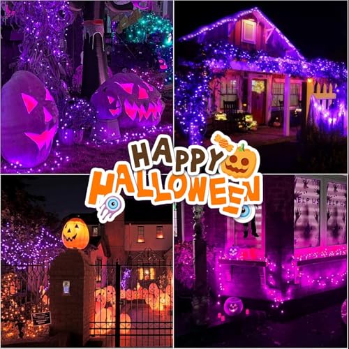 LAMPHOME Halloween Purple String Lights, 100 Mini Fairy Lights Set, Brown Wire 20Ft Traditional Halloween Holiday Décor for Home, Christmas Tree, Bedroom, Patio, Wedding - color: Purple