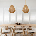 LynPon 12“ Boho Rattan Pendant Light with Rod Hanging, Natural Handwoven Boho Hanging Lamp, Rustic Farmhouse Rattan Chandelier for Dining Room Kitchen Island Bedroom Hallway Foyer Bathroom - color: 12" Wood Tone