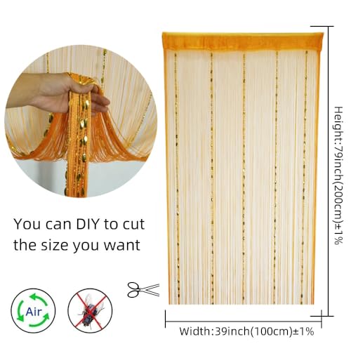 ave split 100cmX200cm Decorative Door String Curtain Beads Wall Panel Fringe Window Room Divider Blind for Wedding Coffee House Parts Door Divider Beads Tassel Screen Decoration (Orange 25) - color: Orange 25