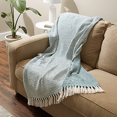 DII Woven Throw Collection 100% Cotton, Basketweave, 50x60, Teal - color: Teal, size: 50x60"