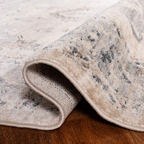SAFAVIEH Oregon Collection 6'7" Round Beige/Grey ORE898B Oriental Distressed Non-Shedding Dining Room Entryway Foyer Living Room Bedroom Area Rug - size: 6'7" (Round)