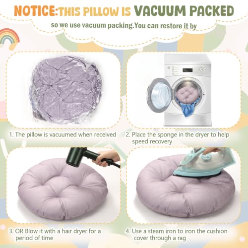 Fumete 8 Pcs 16 Inch Floor Cushions Pillow for Kids Bulk Classroom Round Flexible Seating Floor Cushions for Students Home Daycare School Reading Corner Yoga Meditation Picnic (Earth Tone) - color: Earth Tone