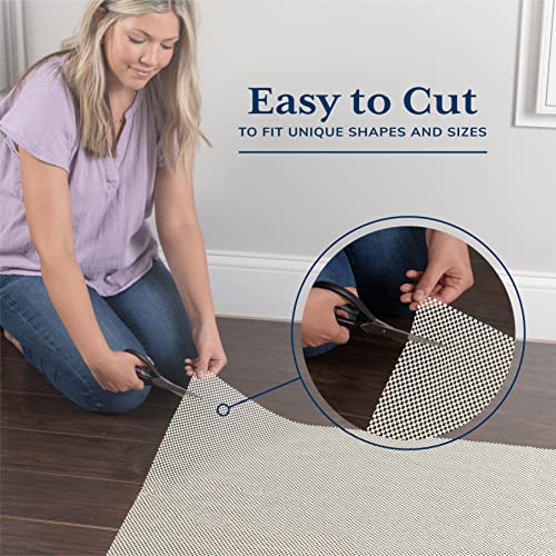 Veken 2.5x14 Ft Rug Pad Gripper for Hardwood Floors, Non Slip Rug Pads for Area Rugs, Thick Rug Grippers for Tile Floors, Under Carpet Anti Skid Mat, More Than 99 Pcs Anti-Slip Solid Square Pattern - size: 2'6" x 14' (Rectangular), style: White