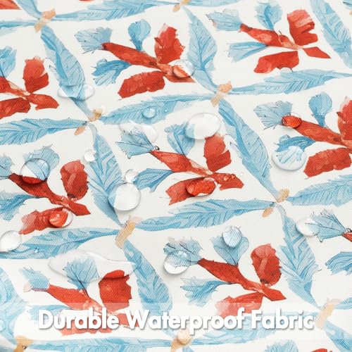 MIULEE Pack of 2 Decorative Outdoor Waterproof Throw Pillow Covers Flower Print Chic Boho Accent Pillow Covers for Square Garden Patio Cushion 16x16 Inch, Blue-Rust - color: Blue-rust, size: 16" x 16" (Pack of 2)