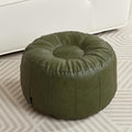 Louis Donné Waterproof Unstuffed Pouf Ottoman for Foot Rest DIY Faux Leather Moroccan Retro Stytle no Filler Cover Storage for Books Home docoration Pet priendly (Only Cover)(Lucky Green)