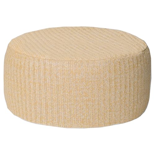Outdoor Inflatable Ottoman with Air Pump, Fade-Resistant Patio Footrest Stool D21”x H9”, Round Pouf Ottoman with Portable Handle Suitable for Garden, Camping, Bedroom, Living Room - color: Beige