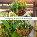 Riare 4 Pack 14 Inch Round Coco Liners Replacement, 100% Natural Coconut Coir Liners for Hanging Baskets, Garden Flower Vegetables Planter Pot, Window Box, Fence, Decks - size: 14inch