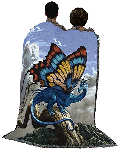 Pure Country Weavers Drakerfly Butterfly Dragon Blanket by Ciruelo - Gift Fantasy Tapestry Throw Woven from Cotton - Made in the USA (72x54) - color: Drakerfly