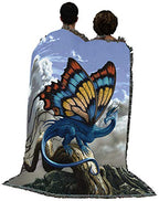 Pure Country Weavers Drakerfly Butterfly Dragon Blanket by Ciruelo - Gift Fantasy Tapestry Throw Woven from Cotton - Made in the USA (72x54) - color: Drakerfly