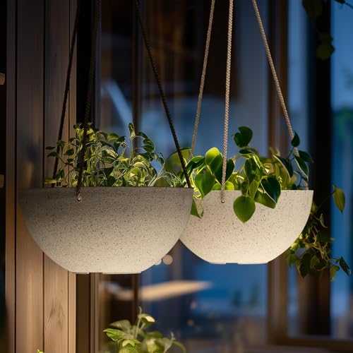 LA Jolie Muse Hanging Planters for Indoor Plants - Flower Pots Outdoor 9.84 inch Garden Planters and Pots,Speckled White Set of 2 - color: Speckled White, size: 9.84 Inch