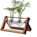 Kingbuy Glass Desktop Planter with Retro Wooden Stand and Plant Terrarium Vase (2 Hearts) for Indoor Home Office Desk Decor Accessories - size: Heart 2 Bulb