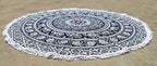 Round tapestry Indian Mandala Roundie Beach Throw Tapestry Hippy Boho Gypsy Cotton Tablecloth Beach Towel, Round Yoga Mat (42 Inches, Black And WHite) - color: Black And WHite, size: 42"L x 42"W