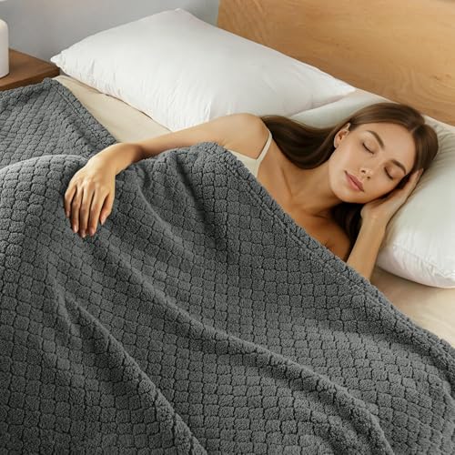 Exclusivo Mezcla Twin Size Fleece Blanket for Bed, Extra Soft Warm Decorative Fuzzy Blanket for Women, Lightweight Cozy Bedding Blankets, 60x80 Inches, Dark Grey - color: Dark Grey, size: Twin ( 60x80 IN )