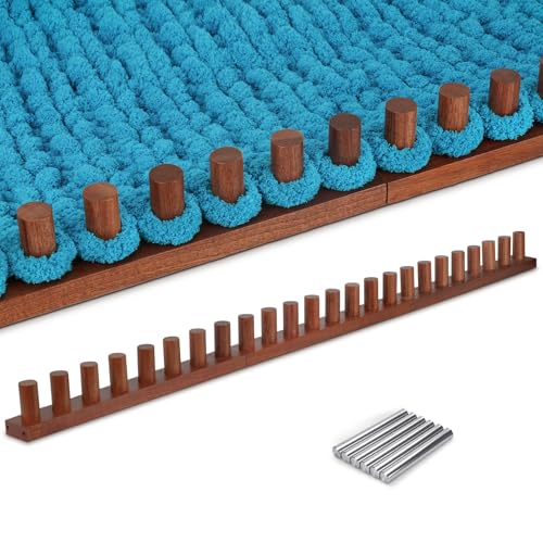 LITURTOO 48" Chunky Blanket Loom - Loom for DIY Throw Blankets, Adjustable Size Hand Knitting Yarn Chunky - size: 48“Dark Wood Color