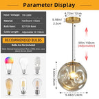 Modern Amber Concave Glass Pendant Light, 2-Pack Kitchen Island Lighting Single Globe Pendant Light Fixtures Century Kitchen Island Pendant Light for Bedroom Dining Room Light (Without Bulbs) - color: Amber-1 Light-2PC