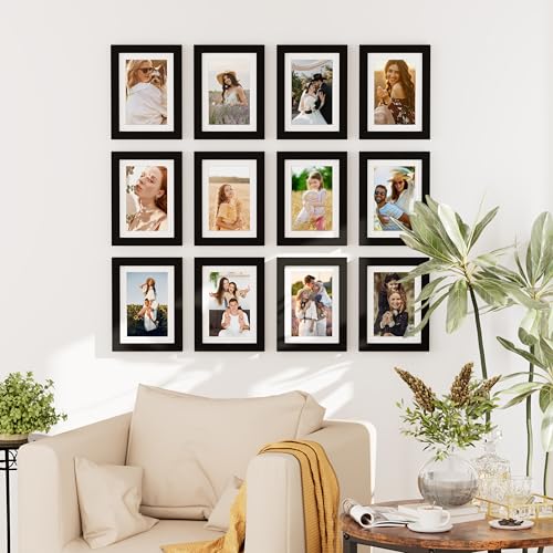 decorUhome 5x7 Picture Frame Set of 10, Display Photos 4x6 with Mat or 5x7 Unmatted for Picture Frames Collage Wall Decor, Black - color: Black, size: 5x7