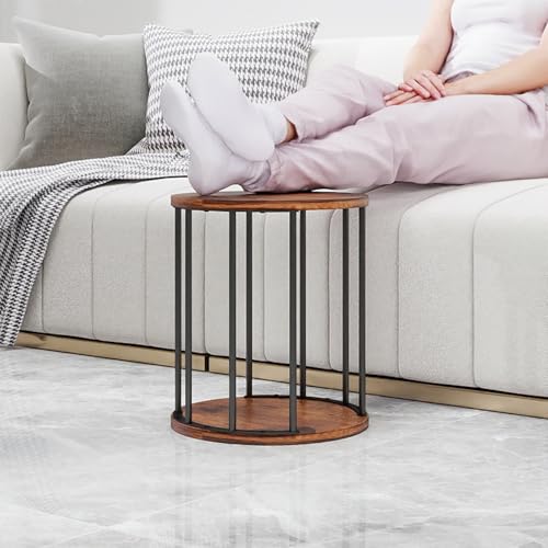 HDANI Small Round Wooden Step Stool for Kids Adults, 300lbs Load Capacity Garden Stool, Non-Slip Small Stool for Plant Stand, Kitchen, Bathroom and Bedroom,Brown - color: Brown, size: Small - Single
