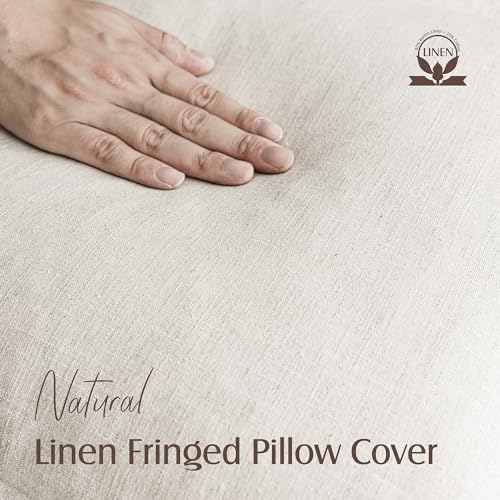Foindtower Decorative Linen Fringe Throw Pillow Covers Cozy Boho Farmhouse Cushion Cover with Tassels Soft Accent Pillowcase for Chair Sofa Bed Living Room Home Decor, 16×16 Inch, 1PC, Natural Beige - color: Natural Beige, size: 16" x 16" (Pack of 1)