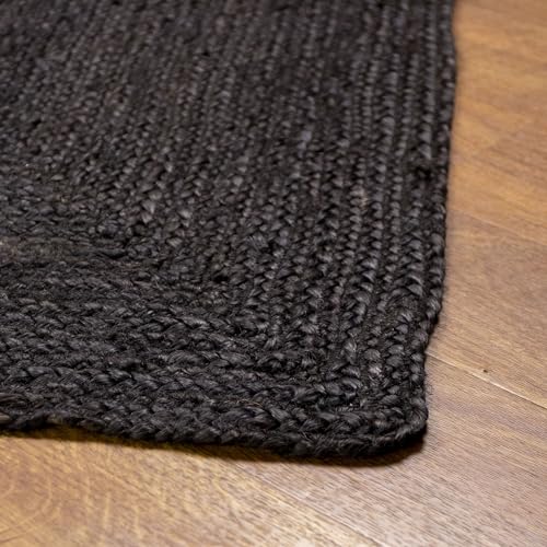 Super Area Rugs Farmhouse Jute Braided Rug - Reversible Natural Fiber- Eco Friendly Rug for Living Room - Kitchen - Entryway Hand Woven, Black, Rectangle 3' X 5' - color: Black, size: 3' x 5' (Rectangular)