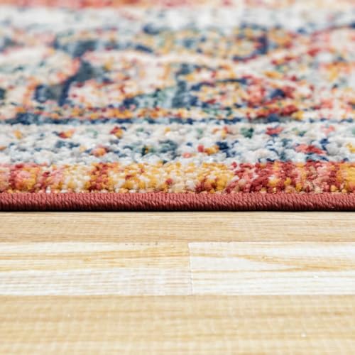 Paco Home Vintage Rug Oriental Design with Ornaments and Border in Faded Red, Size: 2'8" x 4'11" - color: Red-2, size: 2'8" x 4'11" (Rectangular)