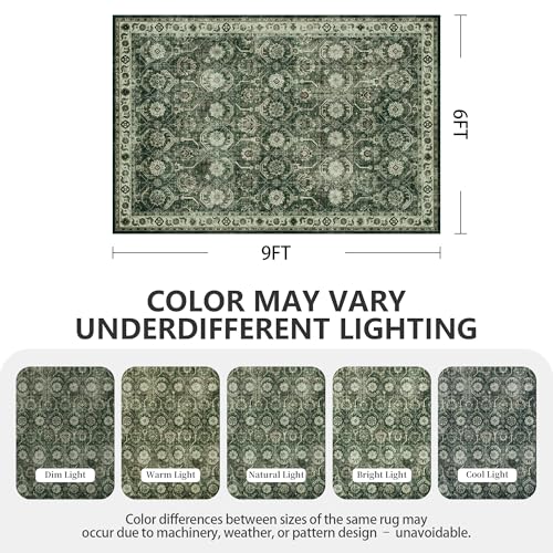 Living Room Rug 6x9, Soft Non Slip Low Pile Washable Rug, Boho Modern Area Rug for Bedroom, Dining Room, Sage Green - color: A-sage Green, size: 6' x 9' (Rectangular)