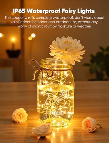 Brightown 14 Pack LED Fairy Lights Battery Operated String Lights, 7ft 20LED Waterproof Silver Wire Twinkle Lights, Firefly Starry Moon Lights for Mason Jars DIY Christmas Wedding Party Bedroom - color: Warm White, size: 14 Pack