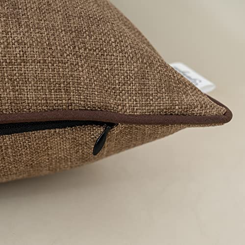 Yangest Patchwork Pillow Cover 20x20 Inch Luxury Cotton and Linen Cushion Cover Square Pillowcover for Couch Bedroom Living Room, Brown - color: Coffee Brown, size: 20" x 20" (Pack of 1)