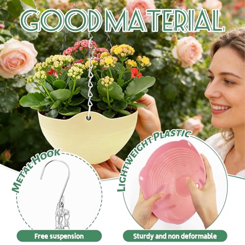 Bvrbaory 8 Pack Multicolor Hanging Planter Pots,8 Colors Garden Hanging Planters,Round Hanging Basket Pot for Indoor Outdoor Garden,Home Decor,with Water Tray Metal Chain - size: 8 Pcs Multicolor