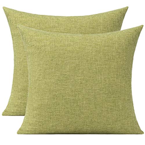 All Smiles Dark Green Throw Pillow Covers 18x18 Set of 2 Olive Couch Cushion Garden Bench Porch Outdoor Patio Solid Square Accent Pillows for Sofa - color: Olive Green, size: 18" x 18" (Pack of 2)