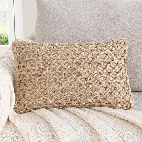 Boho Living Jada Decorative Throw, Includes Accent, Premium Woven Design, Living Room Décor, (1) 12" x 20" Pillow Cover with Insert, Beige - color: Beige, size: (1) 12" x 20" Pillow Cover With Insert