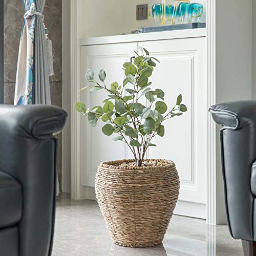 Woven Round Flower Pot Planter Basket with Leak-Proof Plastic Lining - Medium - size: Medium