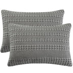 PHF 100% Cotton Waffle Pillow Shams Standard Size, 2 Pack 20" x 26" Soft Skin-Friendly Pillowcases, No Filling, Aesthetic Woven and Breathable Waffle Weave Pillow Case Covers for Bed, Dark Grey - color: Dark Grey, size: 26" x 20" (Pack of 2)