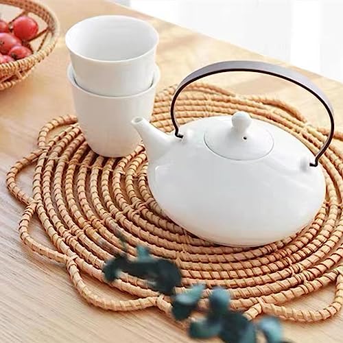 Ochine Woven Wicker Rattan Wall Basket Decor, Round, Boho Chic Dcor, Durable Rattan Material, Easy to Hang, 12" - color: C