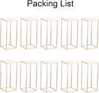 Gold Metal Cube Vase Stand for Wedding Centerpieces, 23.6in Tall, 10 Pcs