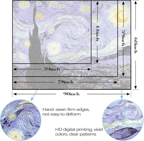 Yeoiat Van Gogh Tapestry Starry Night Wall Tapestry, Moon Tapestries for Bedroom Art Tapestries Wall Hanging for Bedroom Living Room 36"x48" - color: Purple Blue, size: 48"L x 36"W